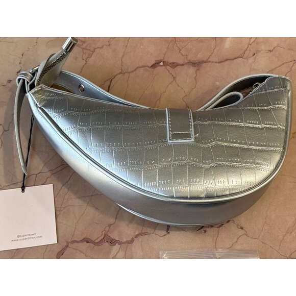 superdown Jade Faux Leather Bag in Silver New Womens Clutch Crossbody purse - Picture 7 of 12